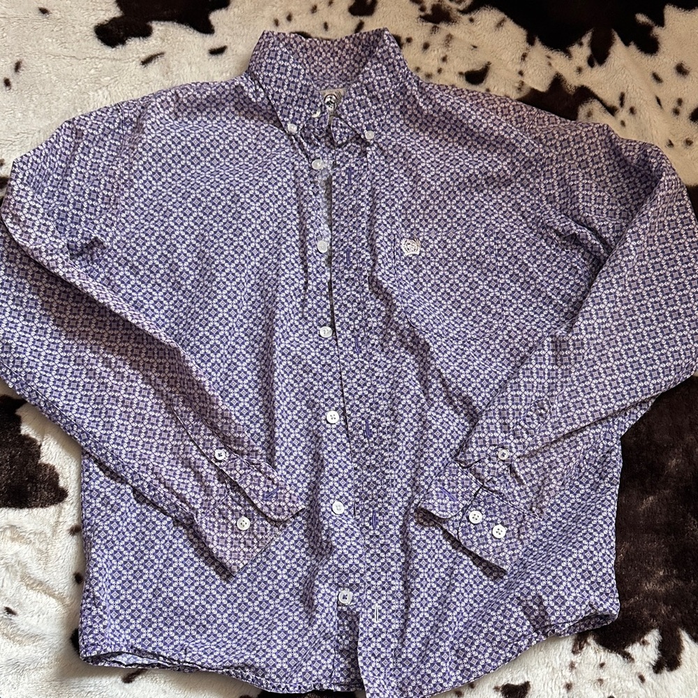 Cinch Purple Geometric Kids Button Down Shirt